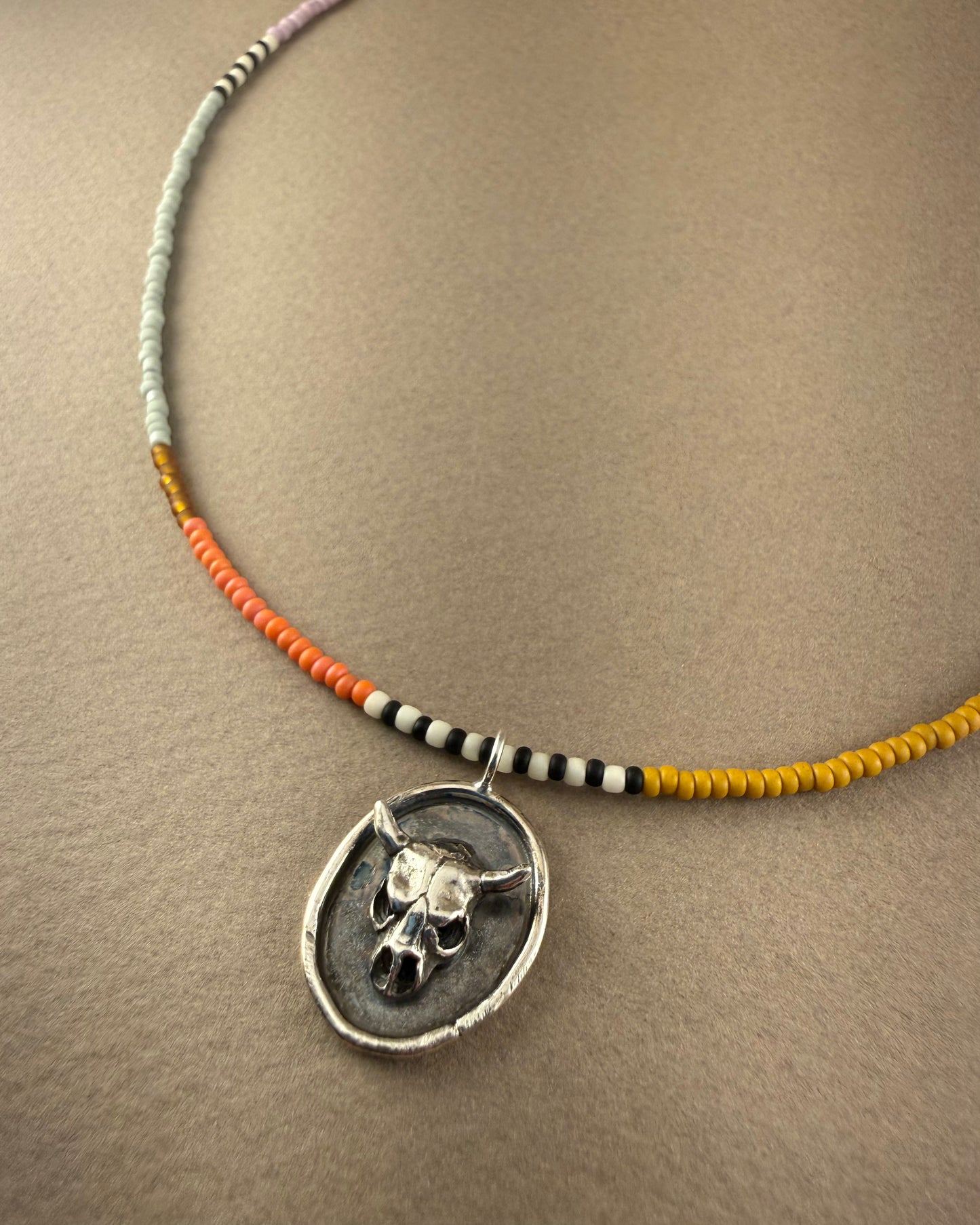 Bull Necklace Celadon/Plumeria