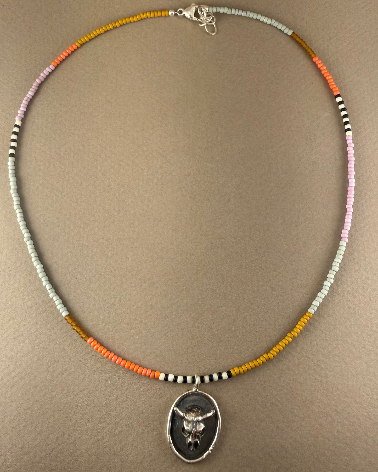Bull Necklace Celadon/Plumeria