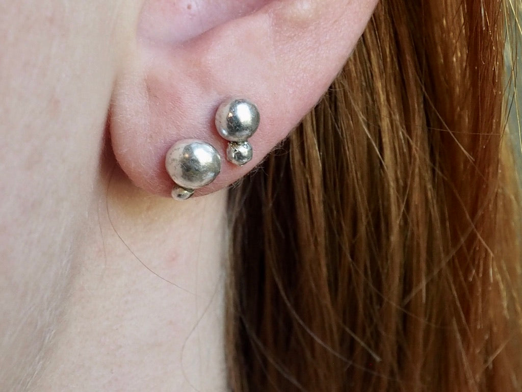 Recycled Sterling Ball Earrings