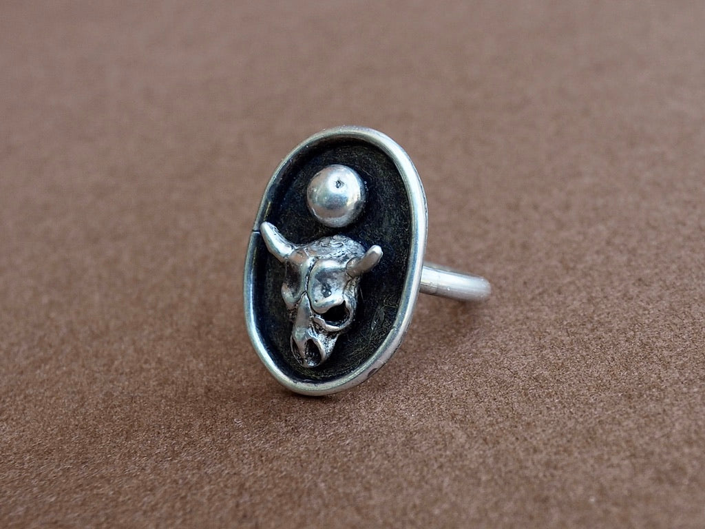 Sterling Bull Skull Ring