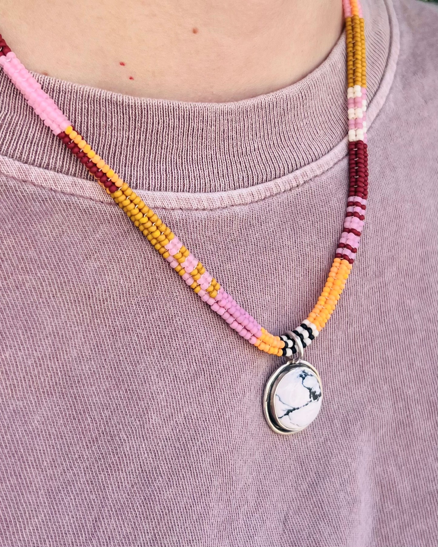 White Buffalo Herringbone Necklace